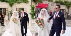 Potret Fifi Lety yang dituntun oleh Basuki Tjahaja Purnama atau Ahok saat hari pernikahan yang berlangsung pada 25 Mei 2025 di Gereja Bled Castle, Slovenia. (Sumber: Instagram/fifiletytjahajapurnama)