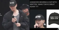 Potret Jungkook BTS yang disoroti oleh publik karena menggunakan topi dengan tulisan 'Make Tokyo Great Again'. (Sumber: TikTok/NVNCYHO)