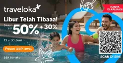 Ilustrasi - Nikmati liburan dalam suasana ceria. Traveloka menawarkan promo "Libur Telah Tibaaa!" dengan diskon hingga 50% + 30% khusus pemesanan melalui aplikasi, berlaku dari 13 hingga 30 Juni. (Sumber: Istimewa)