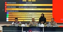 Wakapolda Banten Brigjen Pol Hengki didampingi Kabid Humas Kombes Didik Heriyanto dan Dirresnarkoba AKBP Wiwin Setiawan saat konferensi pers. (Sumber: POSKOTA | Foto: Rahmat Haryono)