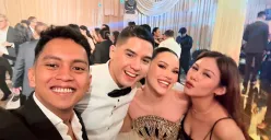 Zharfan Rahmadi saat menghadiri acara pernikahan Al Ghazali dan Alyssa Daguise bersama Vanesha Prescilla. (Sumber: TikTok/@vnsashaa)