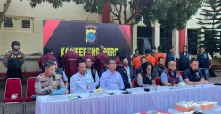 Konferensi pers pengungkapan sebanyak 189 kasus Tindak Pidana Perdagangan Orang (TPPO) dengan 546 korban yang didominasi anak-anak, di Polda Sumatera Utara. (Sumber: Mabes Polri)