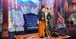 Lukisan live wedding di pesta ngunduh mantu Al Ghazali dan Alyssa Daguise. (Sumber: TikTok/@azmi_sketcher)