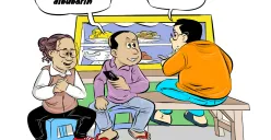 Warga berdiskusi santai di warteg soal pembubaran Satgas Saber Pungli. Mereka sepakat pungli tetap harus diberantas meski satgas dibubarkan. (Sumber: Poskota/Arif Setiadi)