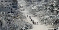 Ilustrasi Gaza yang dibombardir oleh Israel. Warganet sebut gambaran perang dunia ketiga atau WW3 jika pecah. (Sumber: X/@MuhammadSmiry)