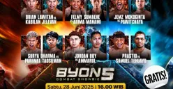 Link live streaming Byon Combat 5 yang menampilkan pertarungan sengit Kkajhe vs Azis. (Sumber: Vidio)