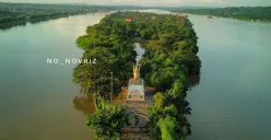 Pesona Pulau Kumala di tengah Sungai Mahakam, Kalimantan Timur. (Sumber: Instagram/@no_novriz)