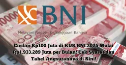 Tabel angsuran KUR BNI 2025 untuk plafon Rp100 juta dengan pilihan tenor 12 hingga 60 bulan. (Sumber: Poskota/Yusuf Sidiq)