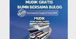 Poster program mudik gratis 2025 bersama BUMN Perum BULOG. (Sumber: Instagram/informasimudik)