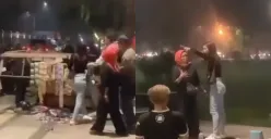 Momen seorang wanita diduga mabuk merobohkan lapak warung kopi di Alun-alun Wonosobo. (Sumber: Tangkap Layar Instagram/@medsoszone)