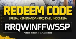 Kode redeem Free Fire gratis edisi khusus RRQ Kazu yang berhasil menjuarai Turnamen pramusim Free Fire World Series Southeast Asia (FFWS SEA) 2025. (Garena Free Fire Indonesia)