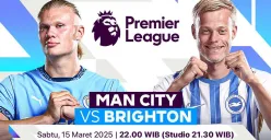 Link live streaming Manchester City vs Brighton, Sabtu, 15 Maret 2025. (Sumber: Vidio)