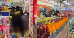 Aksi pengeroyokan sekelompok pemuda yang menewaskan juru parkir di dalam minimarket wilayah Cimaung, Bandung. (Sumber: Tangkap Layar Instagram/@funnelmedia)