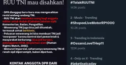 Ramai hastag tolag RUU TNI di X (Sumber: X/@rakjarmelawan)