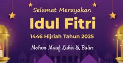 Ilustrasi kartu ucapan Idul Fitri 2025. (Sumber: Pinterest)