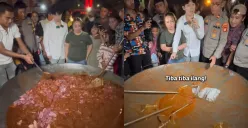 Willie Salim masak 200 kg rendang di Palembang, tetapi habis saat belum sempat dibagikan. (Sumber: Tangkap Layar TikTok/@williesalim)