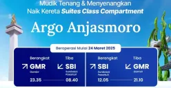 Mudik pakai kereta api Argo Anjasmoro Jakarta-Surabaya sudah mulai beroperasi besok, Senin 24 Maret 2025. (KAI)