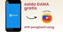 Klaim saldo DANA gratis dari ClipClaps aplikasi penghasil uang. (Sumber: Poskota/Della Amelia)