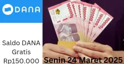 Anda bisa klaim saldo DANA gratis Rp150.000 masuk ke dompet elektronik Senin 24 Maret 2025. (Sumber: Poskota/Gabriel Omar Batistuta)