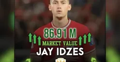 Kenaikan nilai pasar Jay Idzes dari Rp52,14 M ke Rp86,91 M. (Sumber: Instagram/@infotimnas.news)