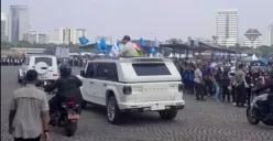 Presiden Prabowo Subianto hadir dalam perayaan Hari Buruh Internasional di Monas, Jakarta, pada 1 Mei 2025. (Sumber: Capture Netijen)