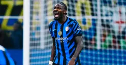 Marcus Thuram mencetak sejarah di Liga Champions dengan gol kilat ke gawang Barcelona di semifinal Liga Champions, Kamis, 1 Mei 2025. (Sumber: @thuram)