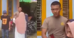 Momen seorang oknum polisi mengancam warga di Ternate dengan membawa sajam. (Sumber: Tangkap Layar Instagram/@funnelmedia)