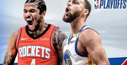 Streaming Golden State Warriors vs Houston Rockets di Game 6 playoffs NBA 2024-25. (Foto: Vidio)