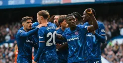 Para pemain Chelsea merayakan gol Cole Palmer ke gawang Liverpool di laga pekan 35 Premier League 2024-25. (Sumber: Instagram @chelseafc)