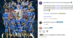 Tangkap layar postingan akun Instagram Persib setelah Maung Bandung memastikan gelar juara Liga 1 musim ini.