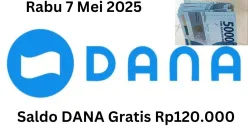 Gunakan cara ini untuk meraih saldo DANA gratis Rp120.000 masuk ke dompet elektronik Rabu 7 Mei 2025. (Sumber: Poskota/Gabriel Omar Batistuta)