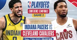 Link live streaming playoff NBA 2025 Cleveland Cavaliers vs Indiana Pacers. (Sumber: Vidio)