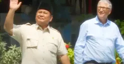 Potret Prabowo Subianto (kiri) dan Bill Gates (kanan) saat meninjau program Makan Bergizi Gratis (MBG) di SDN Jati 03 Jakarta Timur. (Sumber: YouTube/Sekretariat Negara)