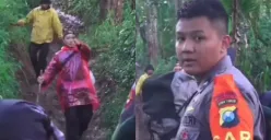 Dua oknum polisi diduga intimidasi jurnalis saat peliputan proses evakuasi jasad pendaki di Gunung Saeng. (Sumber: Tangkap Layar Instagram/@medsos_rame)