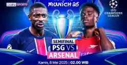 Link live streaming PSG vs Arsenal di leg kedua semifinal Champions League. (Sumber: Vidio)