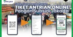 Antrian ots KJP Pasar Jaya untuk dapat sembako murah. (Sumber: Website/Pasar Jaya)