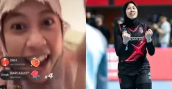 Potret Megawati Hangestri yang viral saat marah pada netizen. (Sumber: X/@dly_volleyball dan @xgv_id)