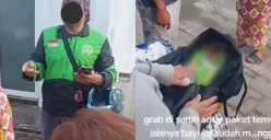 Driver ojol mengantar order paket berisikan mayat bayi di Kota Medan. (Sumber: Tangkap Layar Instagram/@medsoszone)