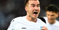 Ekspresi striker FK Arkadag, Altymyrat Annadurdyyev setelah mencetak gol kemenangan timnya atas Svay Rieng FC di final AFC Challenge League musim 2024-2025. (Sumber: Instagram @theafchub)