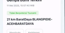 Gempa M6,2 guncang Aceh pada 11 Mei 2025, berpusat di darat 21 km barat daya Blangpidie. Tiga gempa susulan terjadi, tanpa potensi tsunami. Getaran terasa hingga Medan. (Sumber: Dok BMKG)