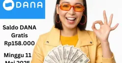 Anda bisa dapatkan saldo DANA gratis Rp158.000 masuk ke dompet elektronik Minggu, 11 Mei 2025. (Sumber: Poskota/Gabriel Omar Batistuta)