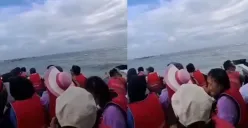 Momen detik-detik kapal wisatawan di Bengkulu tenggelam hingga menewaskan tujuh orang. (Sumber: Tangkap Layar Instagram/@medsoszone)