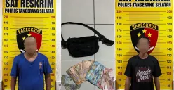 Dua Tersangka SP dan H yang ditangkap Polres Tangerang Selatan atas aksi premanisme di Parung Panjang, Kampung Karang Tengah, Kecamatan Pagedangan, Kabupaten Tangerang, Selasa, 13 Mei 2025. (Sumber: Foto/Humas Polres Tangerang Selatan)
