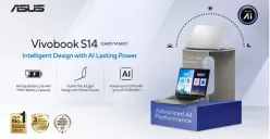 ASUS Vivobook S14, laptop tipis dan ringan dengan bodi kuat serta teknologi terbaru, dirancang untuk mendukung aktivitas sehari-hari dan pekerjaan profesional pengguna modern yang dinamis. (Sumber: ASUS)