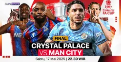 Link live streaming Crystal Palace vs Manchester City. (Sumber: Vidio)