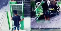 Aksi pencurian pagar rumah di Medan oleh dua orang pria dengan membawanya menggunakan sepeda motor. (Sumber: Tangkap Layar Instagram/@medsoszone)