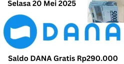 Selasa 20 Mei 2025 kamu bisa ambil saldo DANA gratis Rp290.000 masuk ke dompet elektronik. (Sumber: Poskota/Gabriel Omar Batistuta)