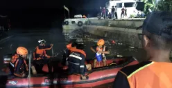 Proses pencarian korban tenggelamnya kapal PT Tesco Indomaritim dan PT Mercury saat uji coba di Sungai Cikeas, Kecamatan Babelan, Kabupaten Bekasi. (Sumber: Dok Unit Siaga SAR Bekasi)