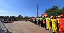 Apel dan Simulasi Kesiapsiagaan Jaga Jakarta dari Banjir di Ruang Limpah Lebak Bulus, Jakarta Selatan, Selasa, 4 November 2025. (Sumber: Poskota/M. Tegar Jihad)