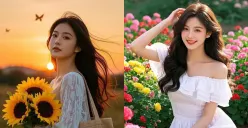 Gemini AI bisa ubah imajinasimu jadi potret nyata. Hasilnya? Seolah difoto di kebun bunga sungguhan. (Sumber: Gemini AI)